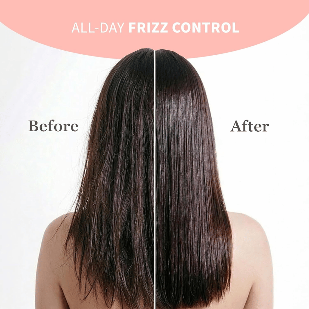 TOCOBO Heat Proof Hair Mist #01 Lowkey Famous – ennen ja jälkeen, pörröisyyden hallintaa ja sileämmät hiukset