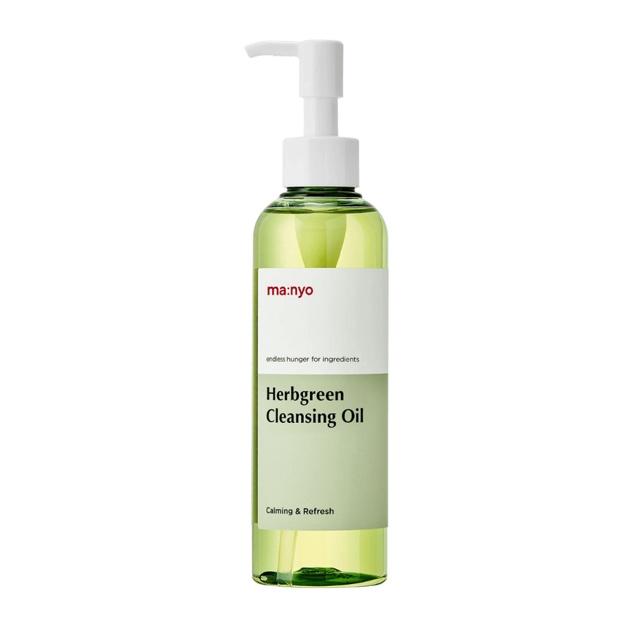 ma:nyo Herbgreen Cleansing Oil puhdistusöljy pumpulla, hellävarainen öljypuhdistus, joka poistaa meikin ja puhdistaa huokoset tehokkaasti