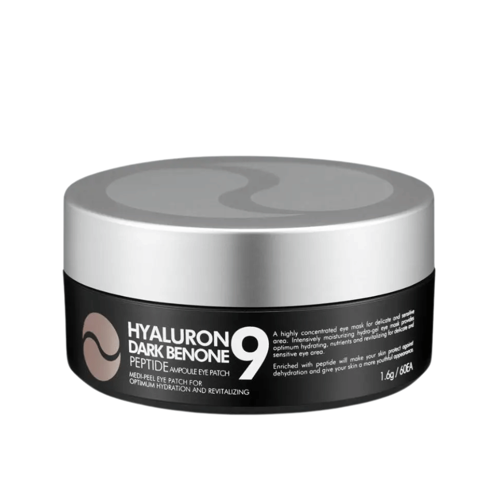 Hyaluron Dark Benone Peptide 9 Ampoule Eye Patch – korealainen silmänaamio purkissa peptideillä ja hyaluronihapolla kuivan ja väsyneen silmänympärysihon intensiiviseen hoitoon.