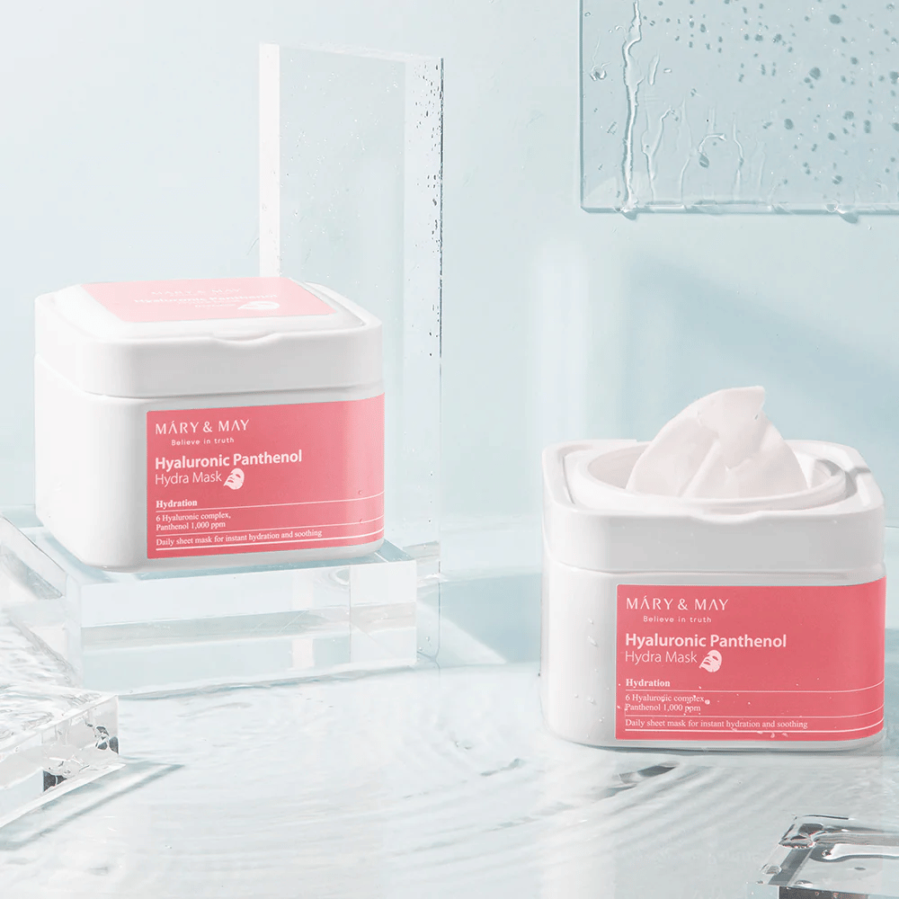 Mary & May Hyaluronic Panthenol Hydra Mask – intensiivisesti kosteuttava kasvonaamio hyaluronihapolla ja panthenolilla kuivalle ja herkälle iholle