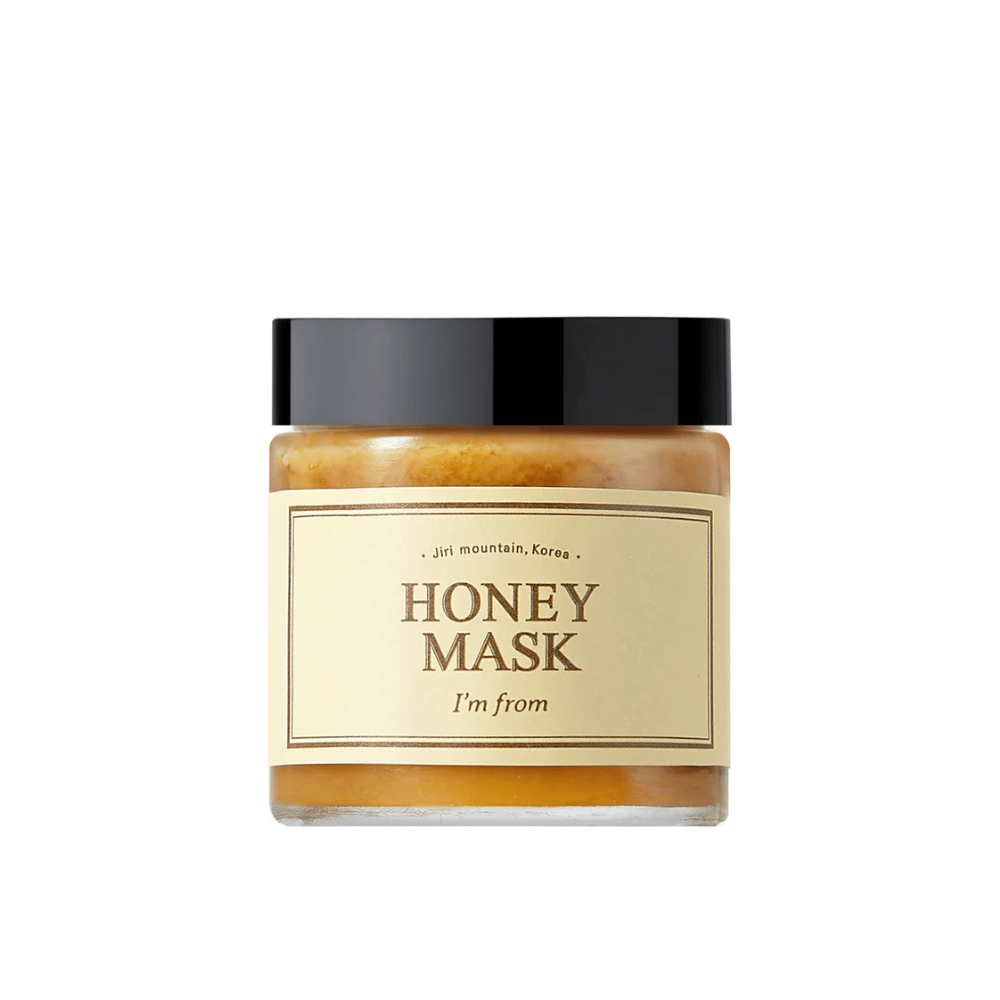  Purkki "I'm from Honey Mask", jossa on luonnollista hunajaa, valkoista taustaa vasten.