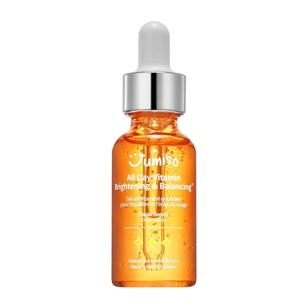 Kuva JUMISO - All Day Vitamin Brightening & Balancing Facial Serum 30ml yksinkertaisella taustalla. Tämä tuote on kasvoseerumi, joka auttaa antamaan iholle hehkua ja tasapainoa.