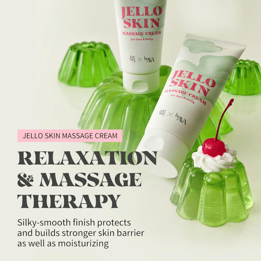 Beauty of Joseon Jello Skin Massage Cream rentouttavaan kasvo- ja vartalohierontaan, joka kosteuttaa ja vahvistaa ihon suojakerrosta.