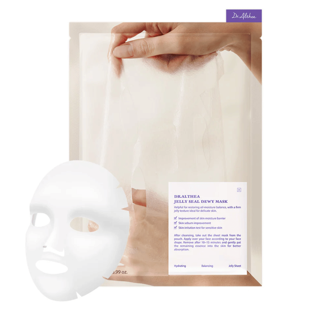 Dr.Althea Jelly Seal Dewy Mask – kosteuttava geelinaamio, joka vahvistaa ihon kosteussuojaa, tasapainottaa talintuotantoa ja rauhoittaa herkkää ihoa.