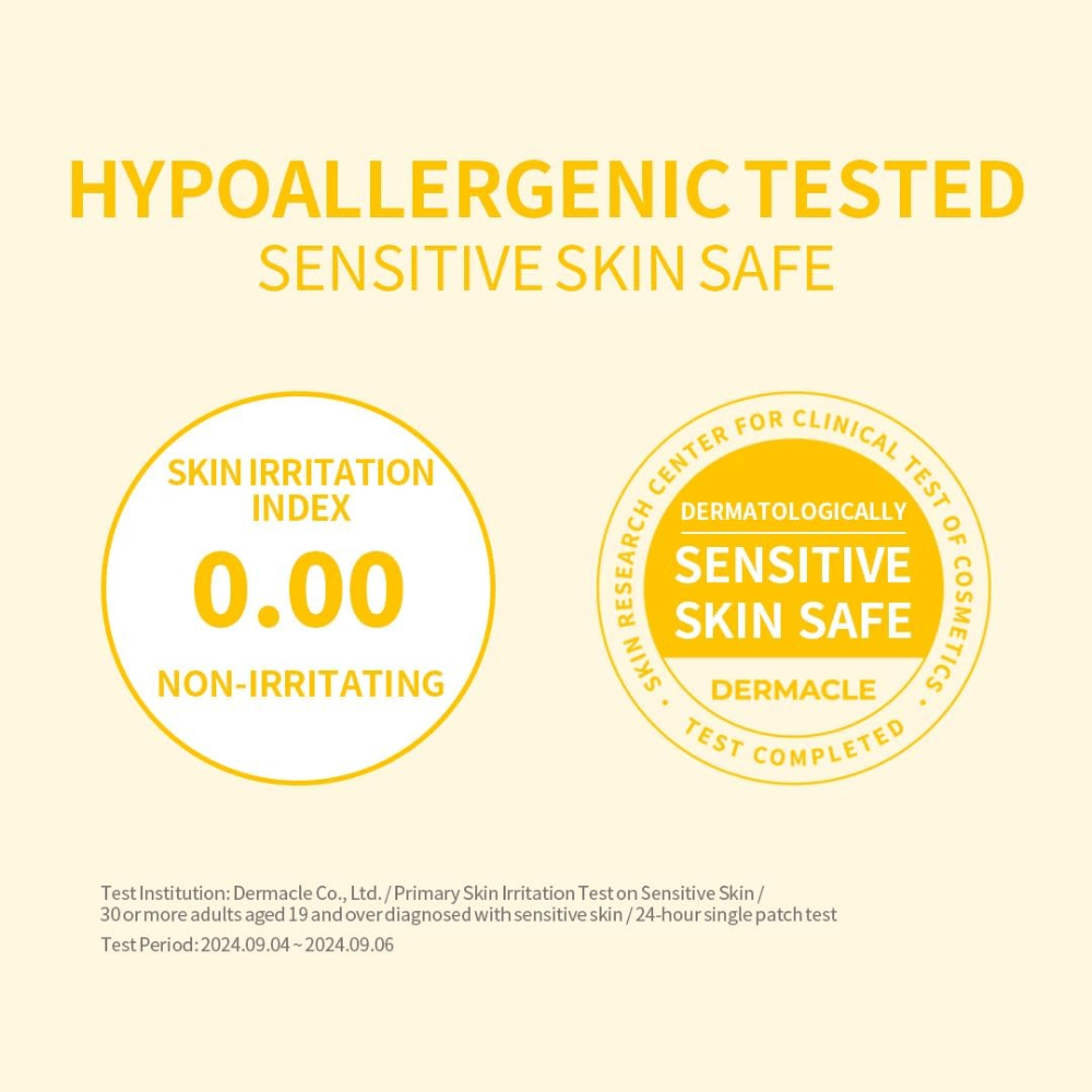 Hypoallergeenisesti testattu Secret Key Lemon Sparkling Cleansing Foam – turvallinen herkälle iholle 0.00 ihoärsytysindeksillä.