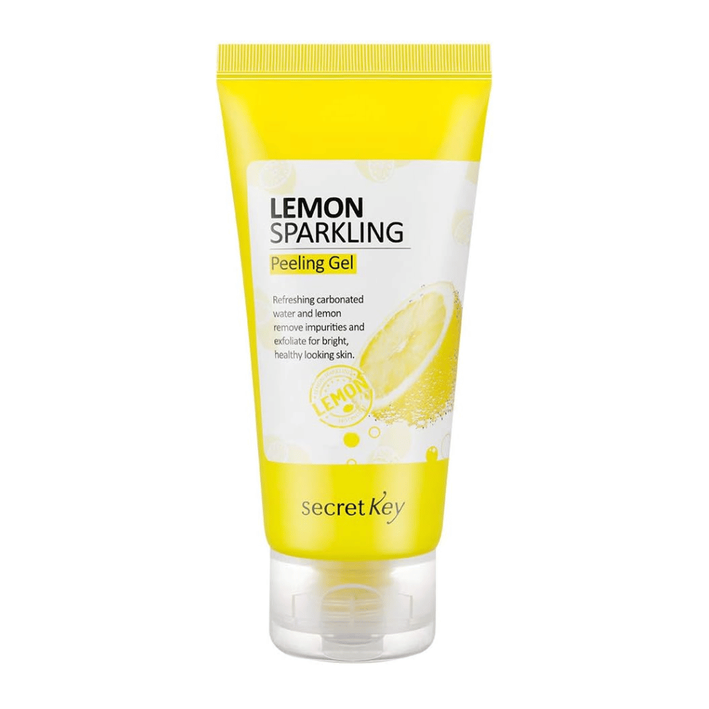 Secret Key Lemon Sparkling Peeling Gel – korealainen kuorintageeli, jossa on hiilihappoa ja sitruunauutetta, joka puhdistaa huokoset ja tasoittaa ihon sävyä.
