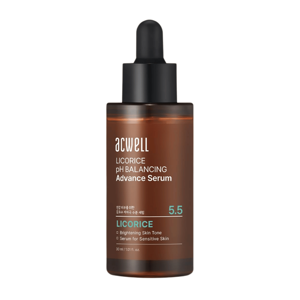 Puhdas irrotettu tuotekuva tuotteesta Acwell Licorice pH Balancing Advance Serum vaalealla taustalla.