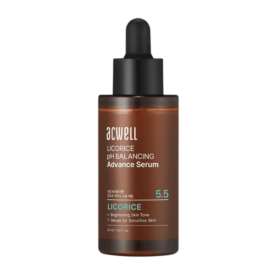 Puhdas irrotettu tuotekuva tuotteesta Acwell Licorice pH Balancing Advance Serum vaalealla taustalla.