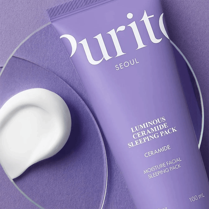 Purito Luminous Ceramide Sleeping Pack 100 ml – keramidipitoinen yönaamio, jossa on kermainen koostumus kuivalle ja kosteusköyhälle iholle