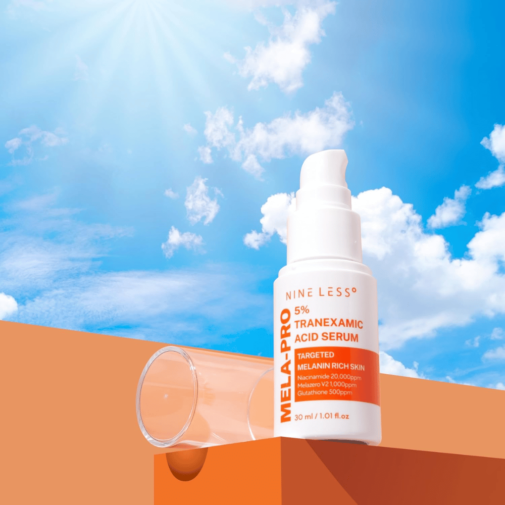 NINE LESS MELA-PRO 5% Tranexamic Acid Serum 30 ml, kosteuttava seerumi joka vähentää hyperpigmentaatiota ja tasoittaa ihonsävyä.