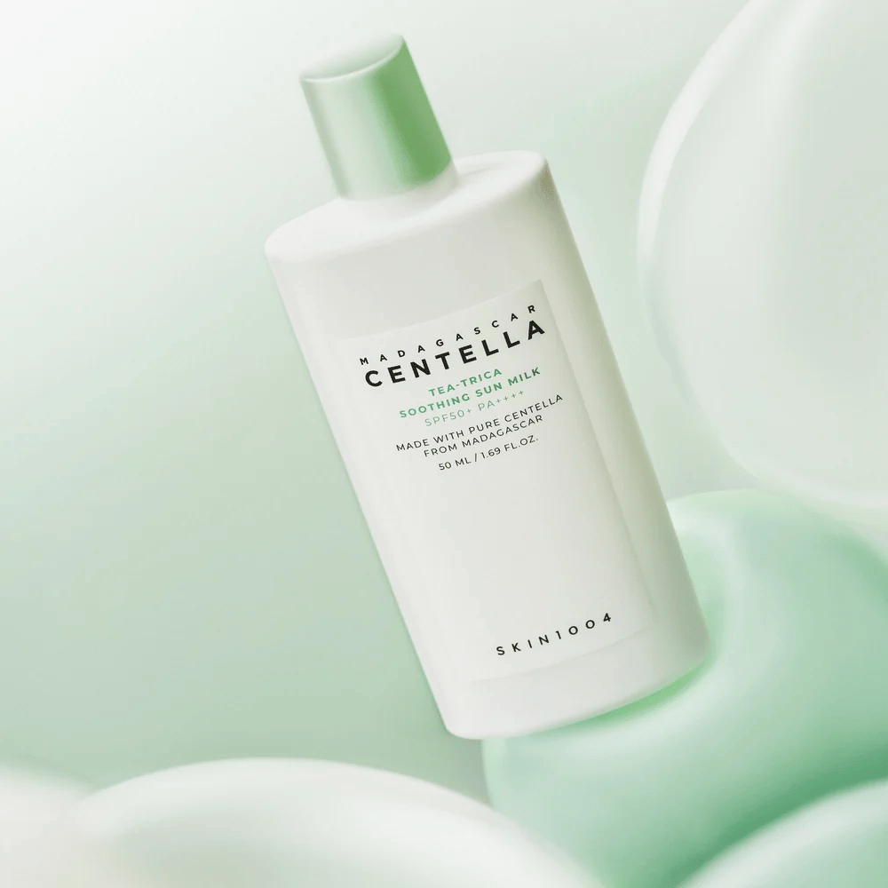 SKIN1004 Madagascar Centella Tea-Trica Soothing Sun Milk kevyt aurinkosuoja SPF50+ PA++++ ja rauhoittava Centella