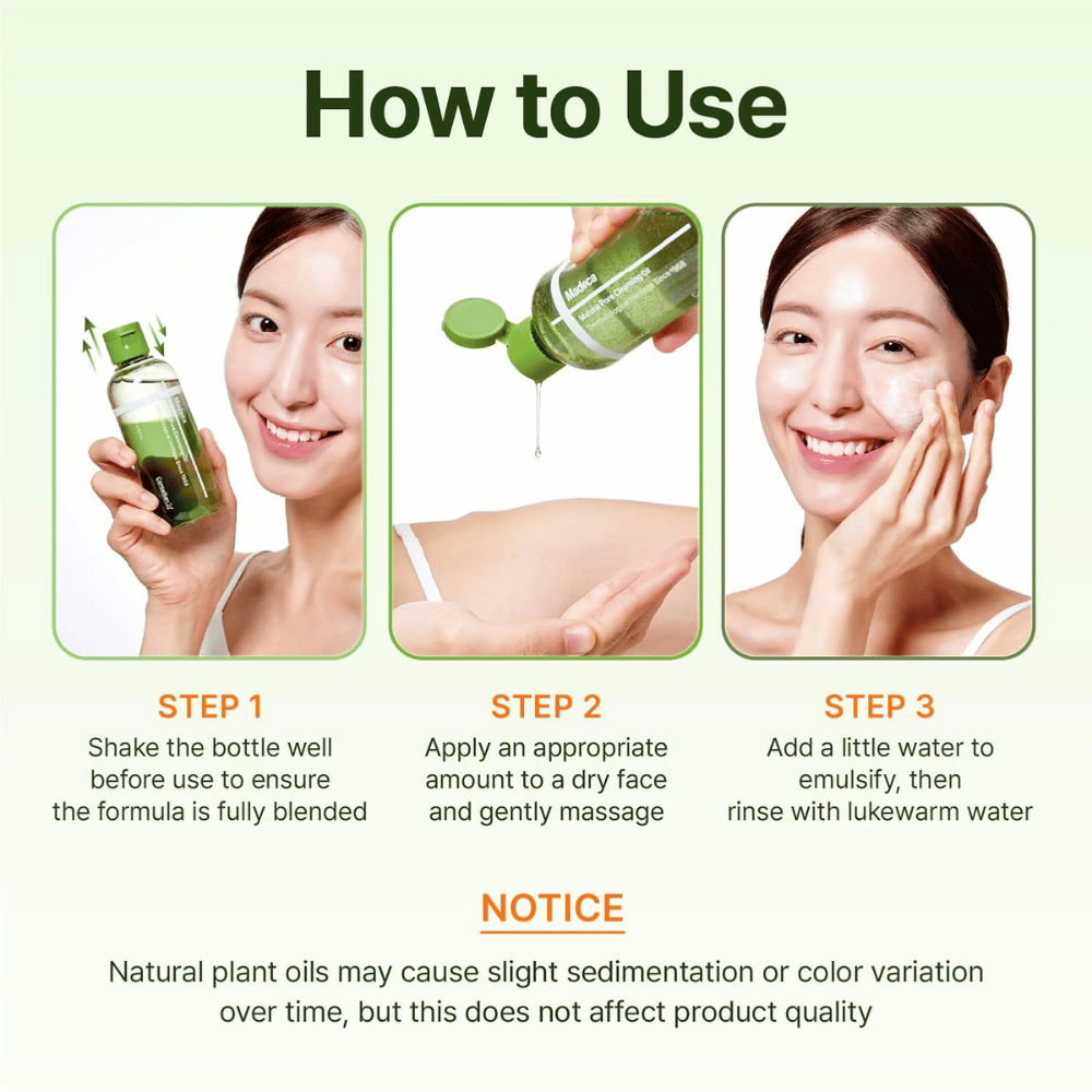 Centellian24 Madeca Matcha Pore Cleansing Oil käyttöopas ihon puhdistukseen