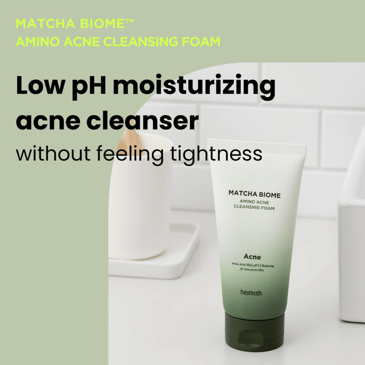 Heimish Matcha Biome Amino Acne Cleansing Foam – kosteuttava aknepuhdistusaine ilman kuivattavaa tunnetta, täydellinen päivittäiseen käyttöön