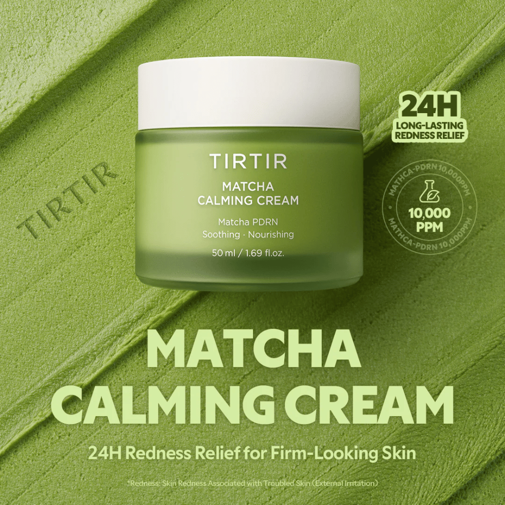 TIRTIR Matcha Calming Cream keramidi-, pantenoli- ja peptidiyhdisteillä, jotka kosteuttavat syvältä, vahvistavat ihon suojakerrosta ja parantavat kimmoisuutta.