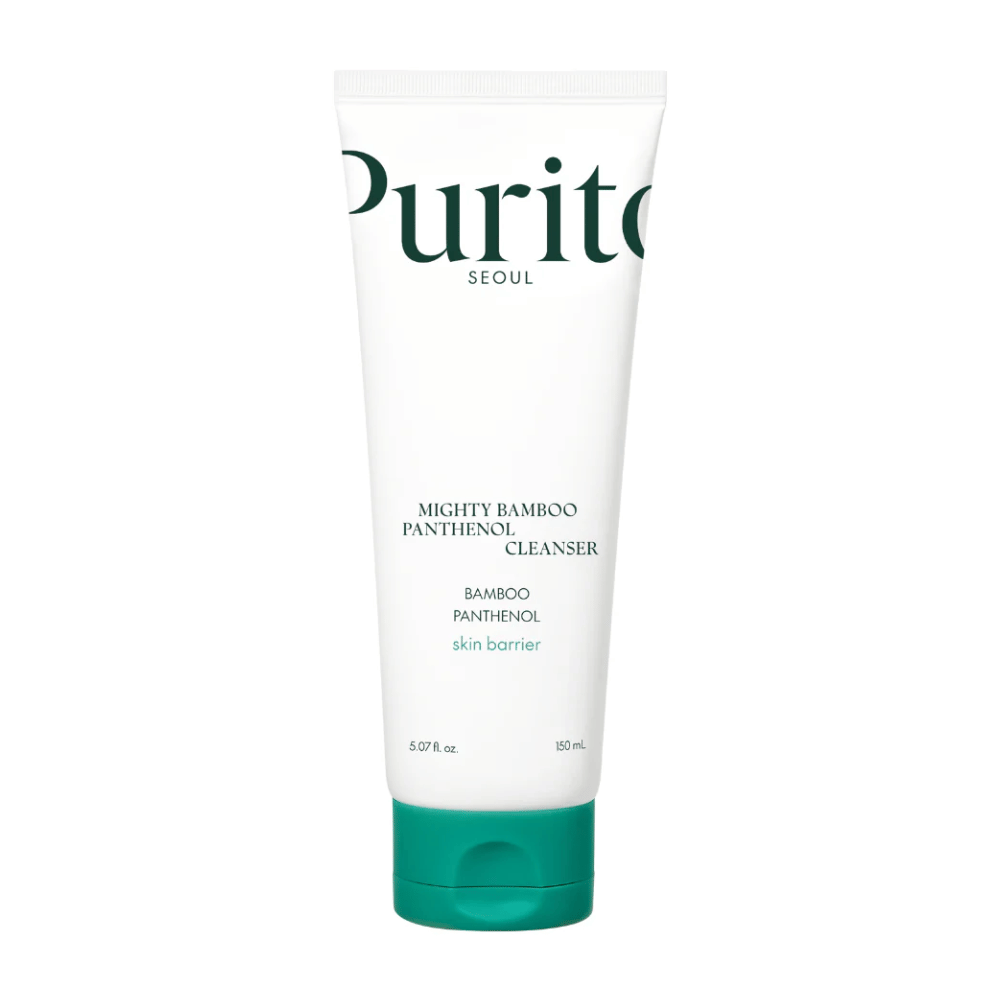 Purito Mighty Bamboo Panthenol Cleanser – mieto, vegaaninen kasvopuhdistusaine bambulla ja pantenolilla, joka vahvistaa ihon suojakerrosta ja puhdistaa kuivattamatta.