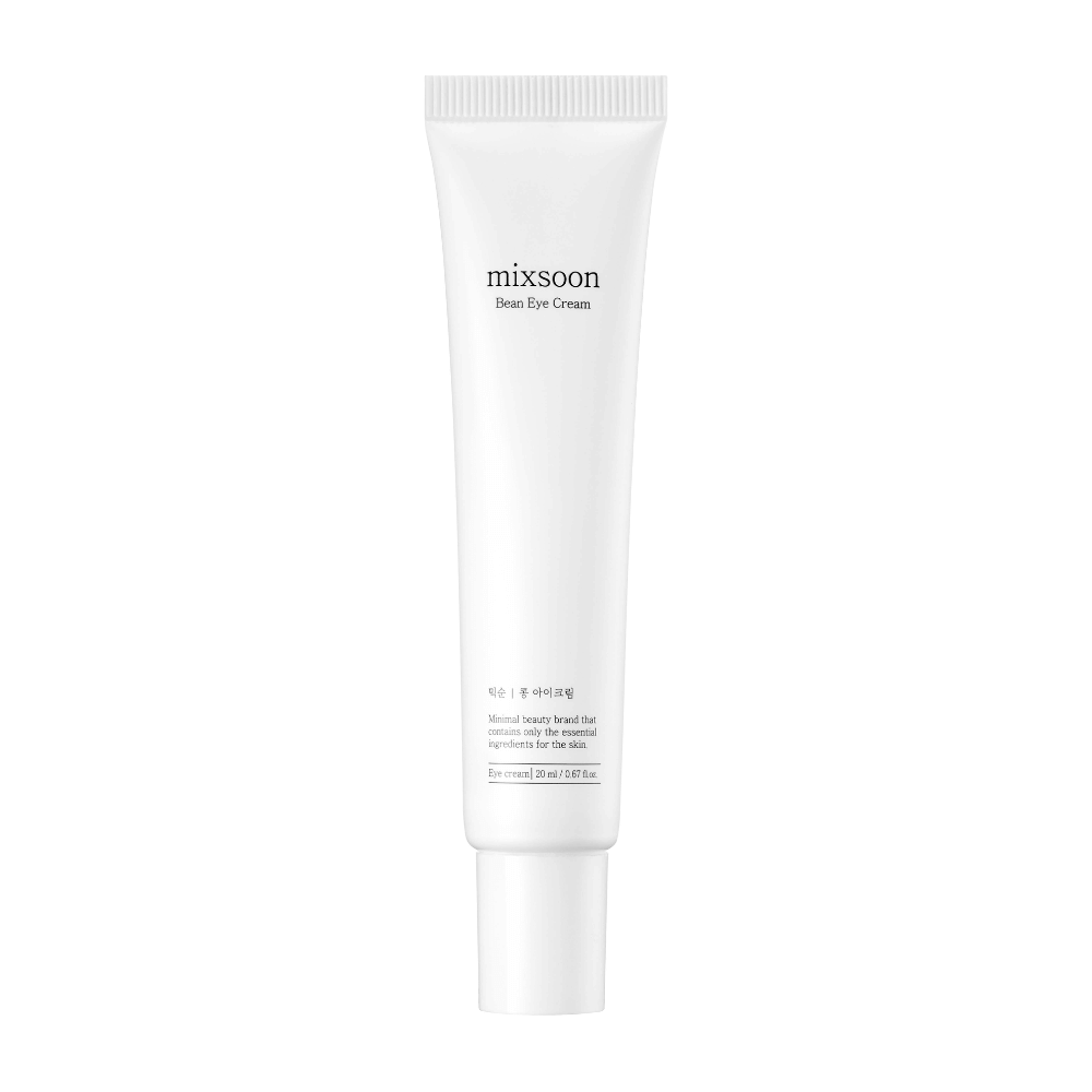 Valkoinen silmänympärysvoide Mixsoon, merkitty 'Bean Eye Cream', täysin valkoisella taustalla.