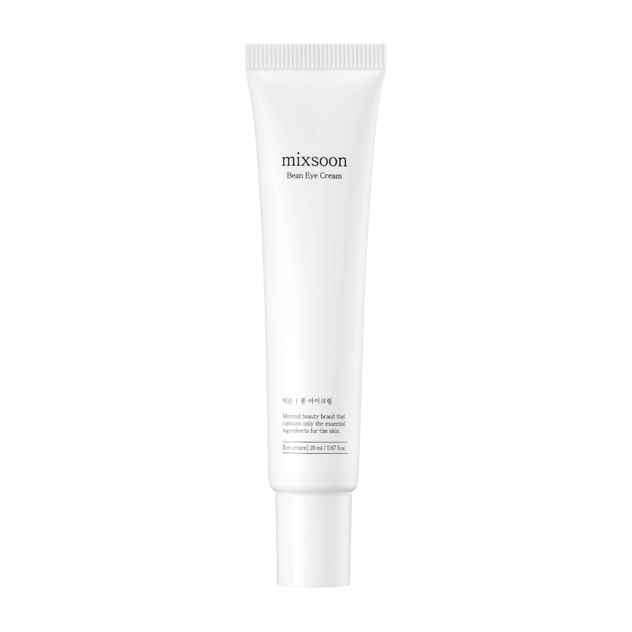 En vit tub ögonkräm från Mixsoon, märkt 'Bean Eye Cream', mot en helt vit bakgrund.