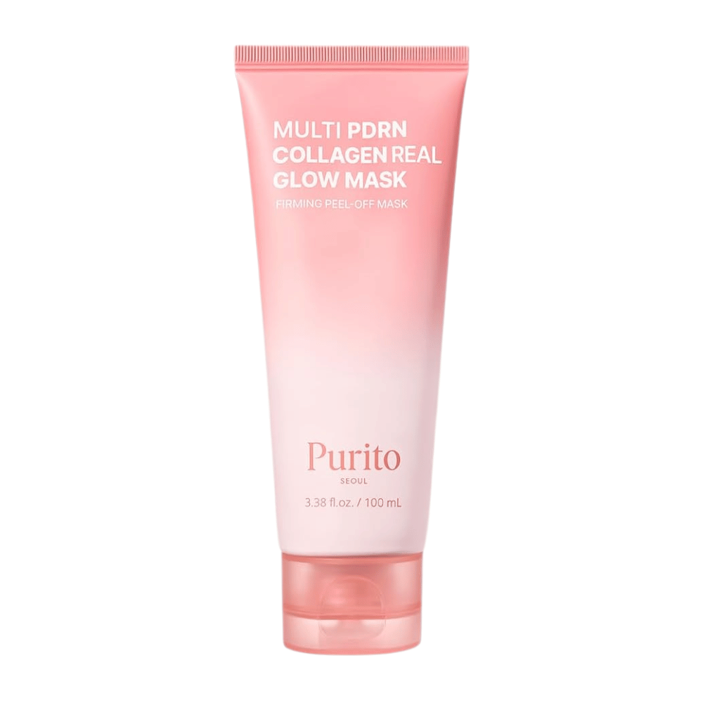 Purito SEOUL Multi PDRN Collagen Real Glow Mask 100 ml – tuotekuva vaaleanpunaisesta peel-off-naamiosta tuubissa