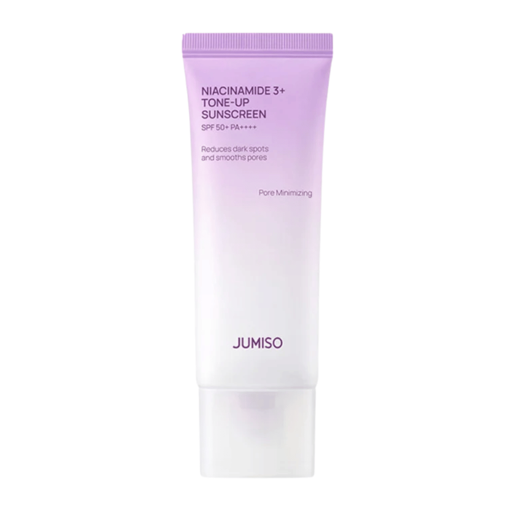 JUMISO Niacinamide 3+ Tone-Up Sunscreen SPF50+ PA++++ 50 ml – korealainen aurinkovoide niasiiniamidilla UV-suojaksi, tasaisempaan ihonsävyyn ja heleyteen.