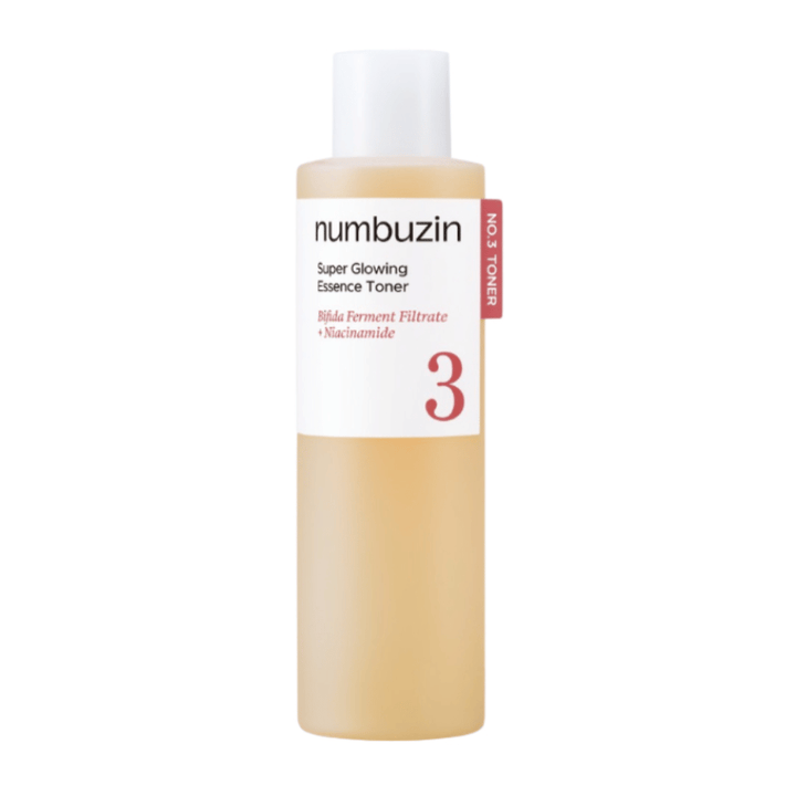Numbuzin No.3 Super Glowing Essence Toner – heleyttä antavat sävyt bifida-fermenttifiltraatin ja niasiiniamidin kanssa.