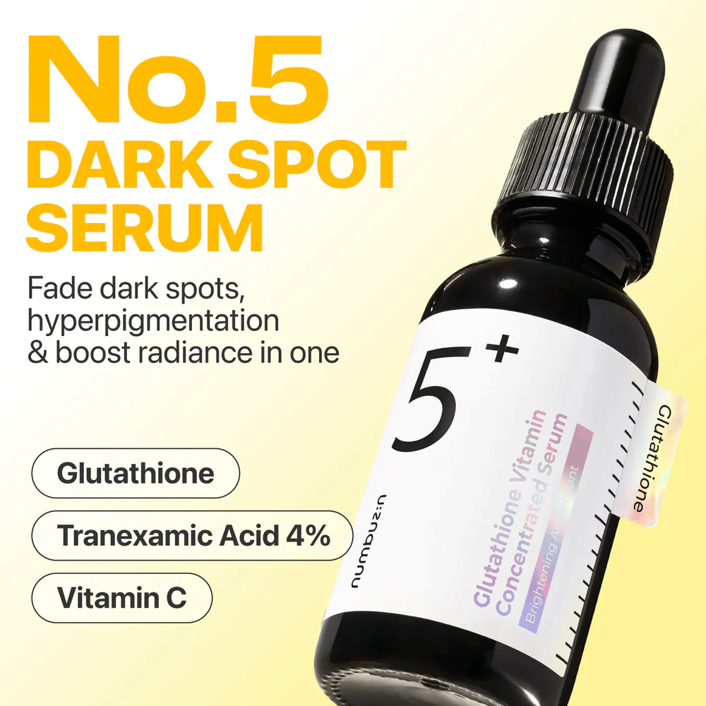 Tuotekuva Numbuzin No.5 Dark Spot Serum Glutationilla, Traneksaamihapolla ja C-vitamiinilla ihon kirkastamiseen.
