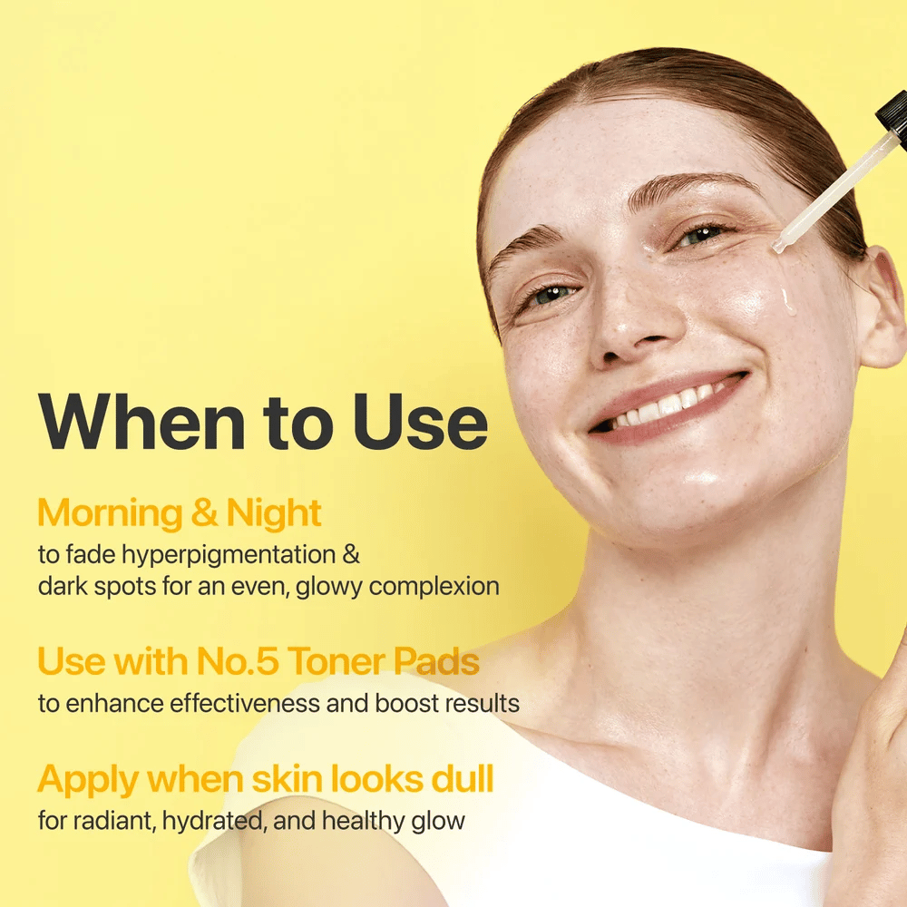 numbuzin No.5+ Glutathione Vitamin Concentrated Serum – seerumi aamuun ja iltaan, joka auttaa hyperpigmentaatioon, tummiin läiskiin ja sameaan ihoon.