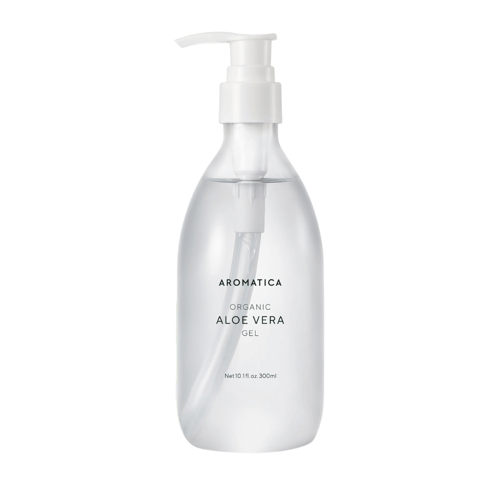 1. AROMATICA Organic Aloe Vera Gel 300 ml – tuotekuvas pumppupullolla