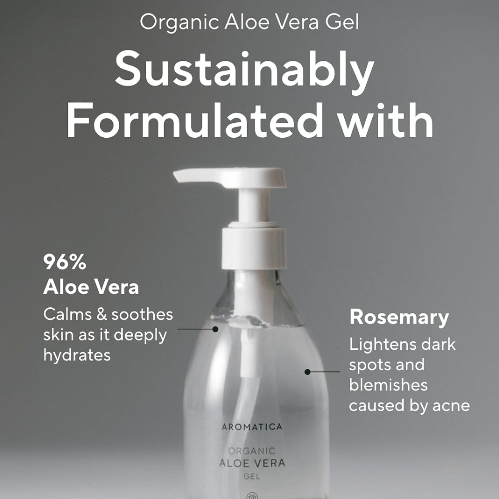 AROMATICA Organic Aloe Vera Gel – kosteuttava geeli, jossa on 96 % aloe veraa ja rosmariinia