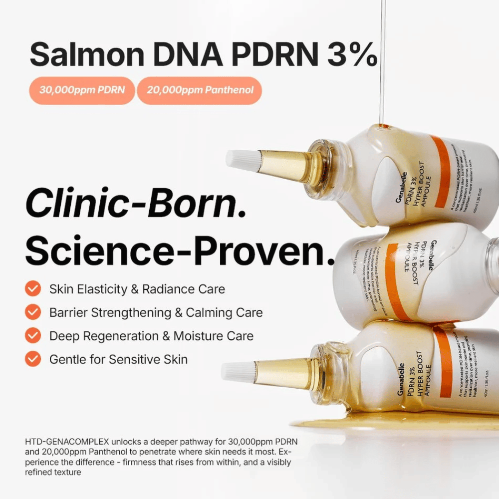 Genabelle PDRN 3% Hyper Boost Ampoule kiinteämmälle iholle ja vahvistetulle ihon suojamuurille