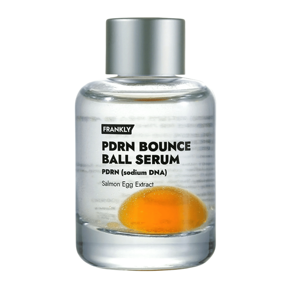 FRANKLY PDRN Bounce Ball Serum – korealainen kasvoseerumi, jossa on PDRN ja lohenmunaekstrakti, joka vahvistaa ihon suojaa ja antaa elastisuutta.