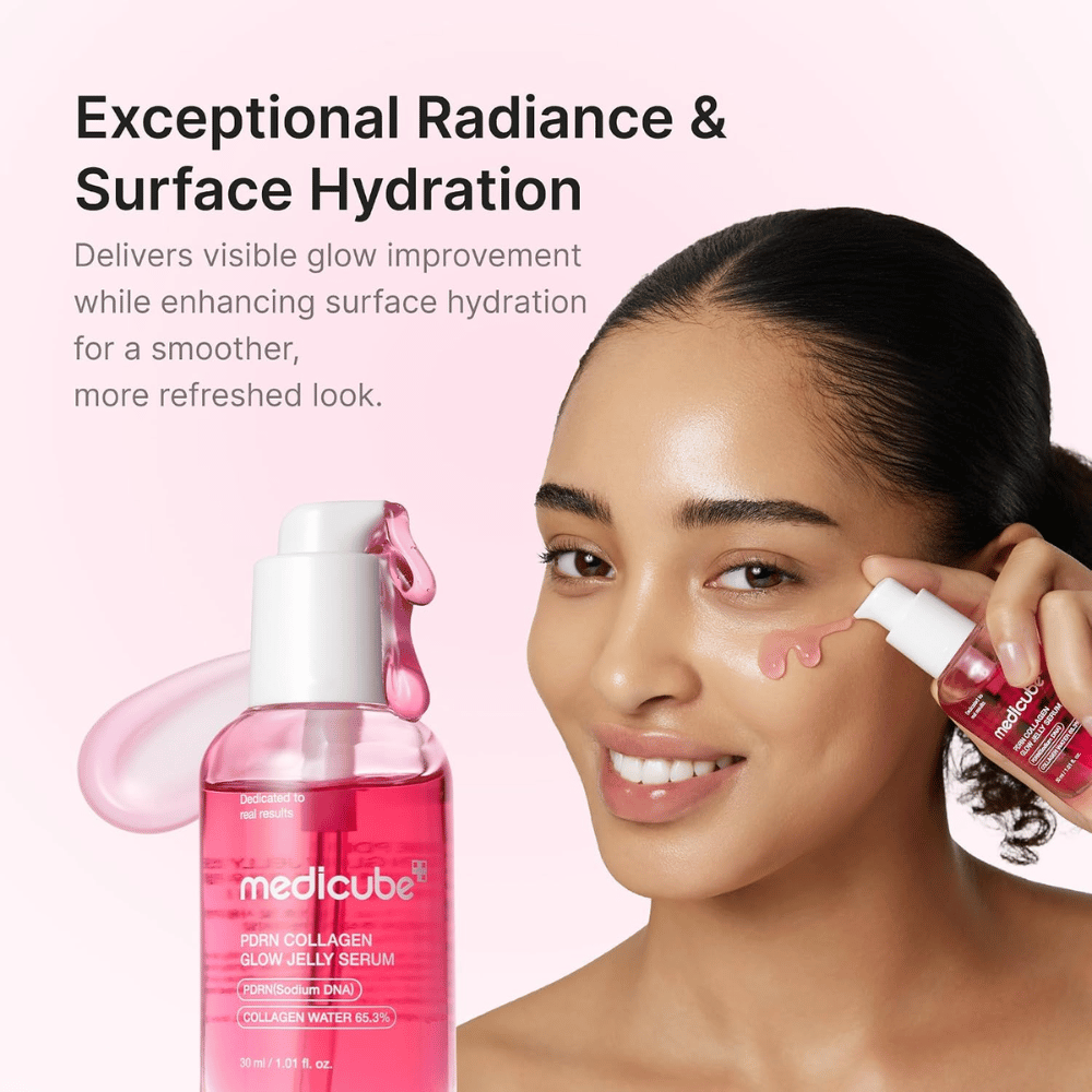 Medicube PDRN Collagen Glow Jelly Serum joka antaa iholle intensiivistä kosteutusta ja luonnollista hehkua