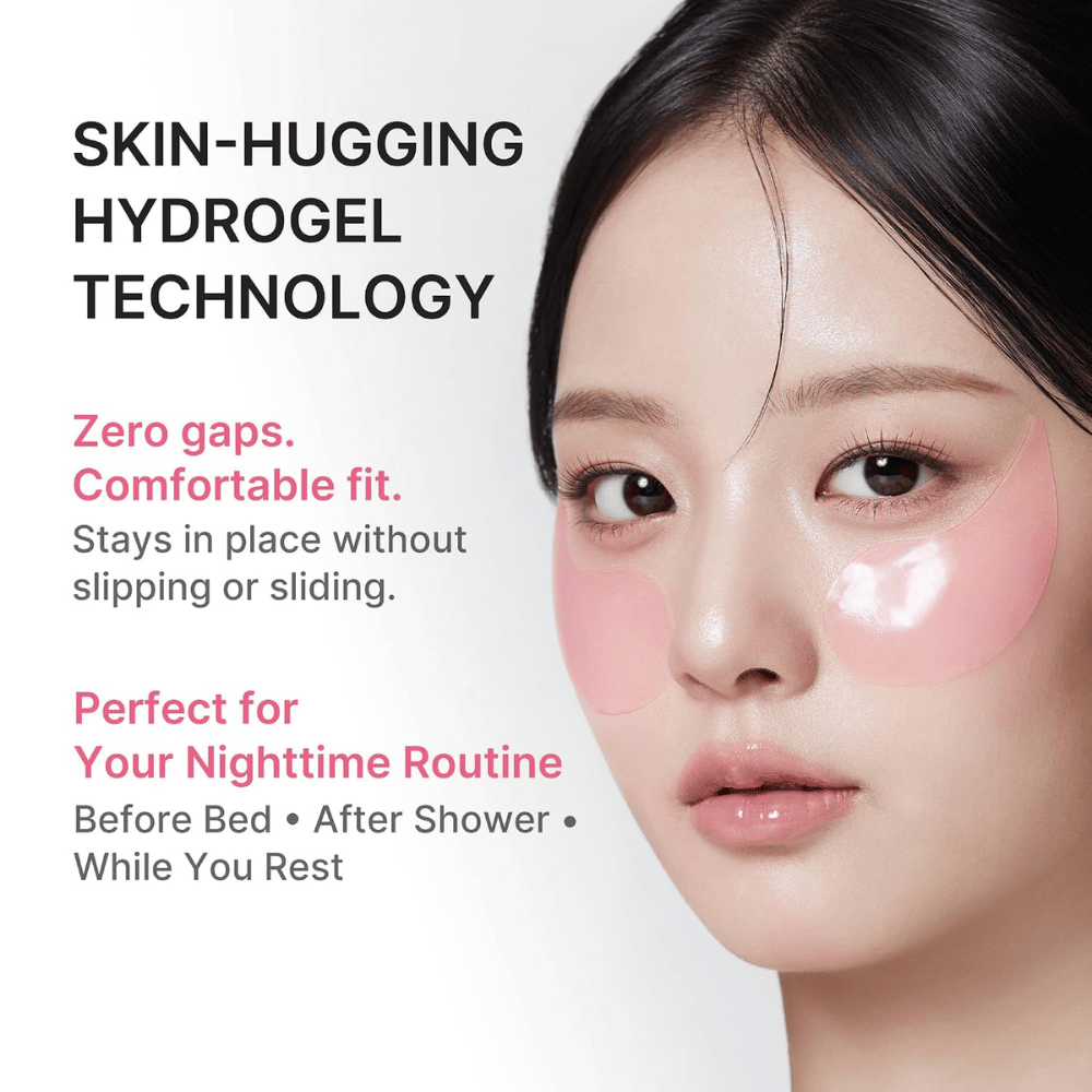 2. Medicube PDRN Pink Caffeine Collagen Eye Patch – vaaleanpunaiset hydrogeeliset silmänaluslaput, jotka istuvat mukavasti silmien alla
