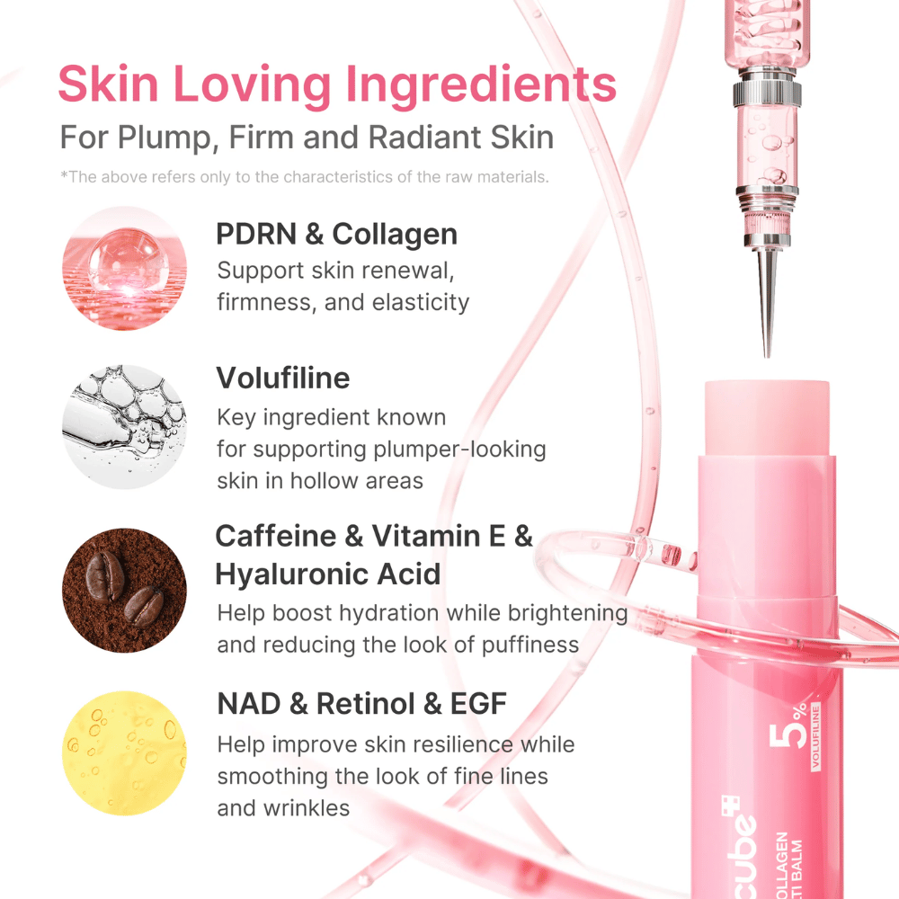 4. Medicube PDRN Pink Collagen Volume Multi Balm – ihonhoitoa, jossa on PDRN, kollageenia, Volufilinea, hyaluronihappoa, kofeiinia, E-vitamiinia ja retinolia