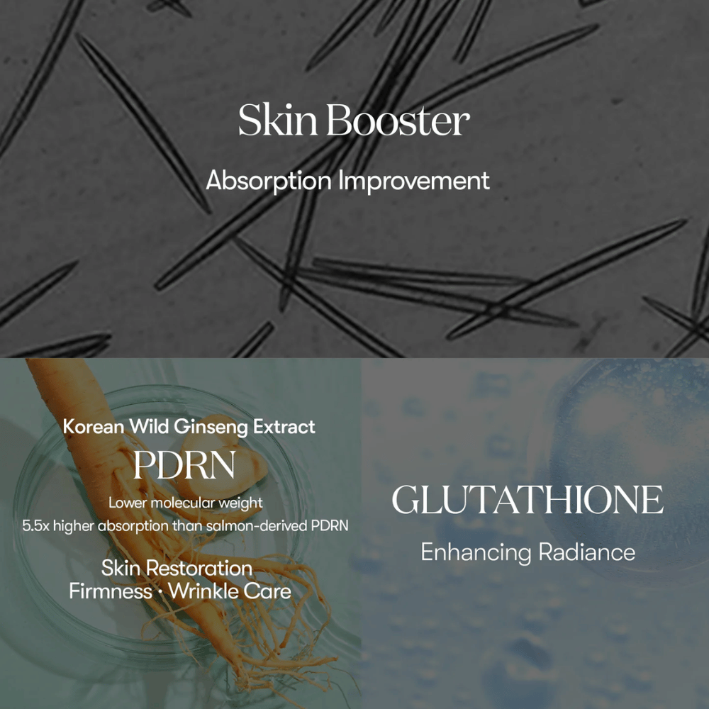 VT Cosmetics PDRN Reedle Shot 100 skin booster ginsengillä PDRN ja glutathionella, joka vahvistaa ihon suojamuuria sekä lisää hehkua ja kimmoisuutta