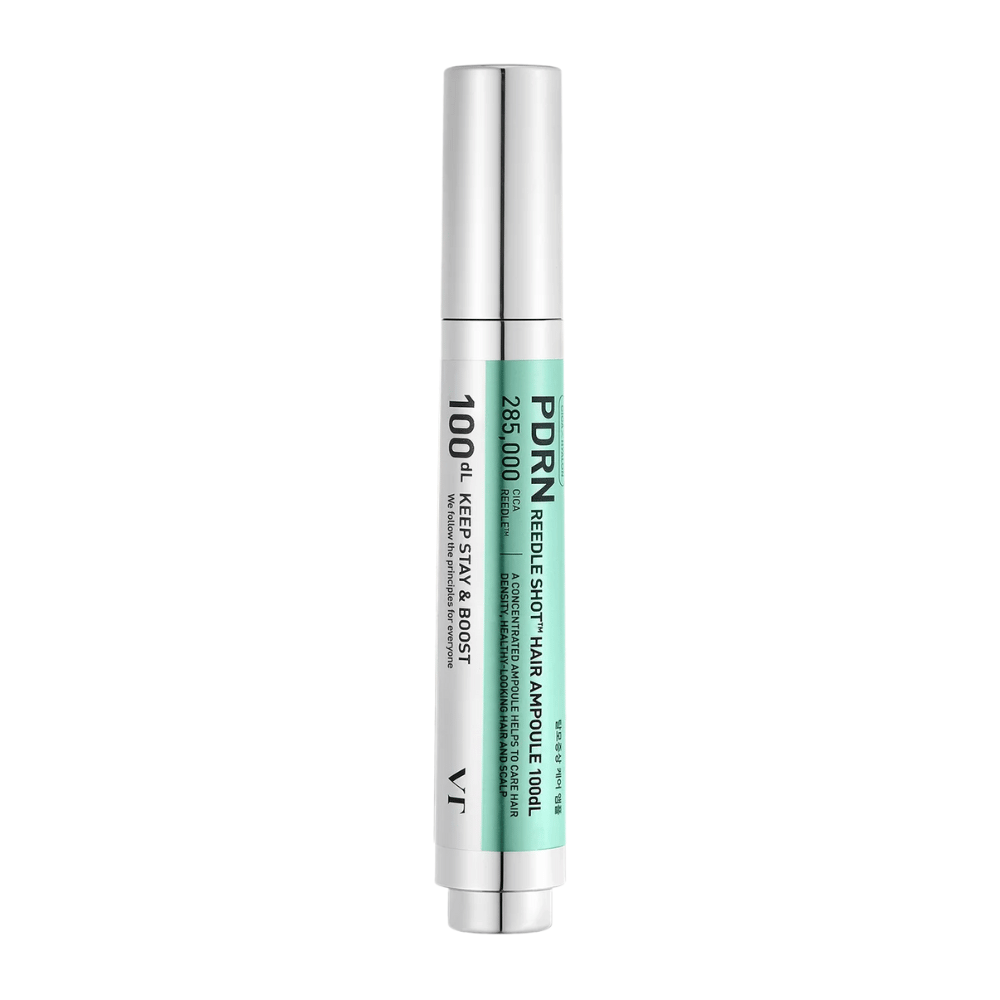PDRN Reedle Shot Hair Ampoule 100dL kynämuodossa valkoisella taustalla, tiivistetty hiuspohjaseerumi, joka vahvistaa hiuspohjaa ja tukee terveempiä hiuksia.