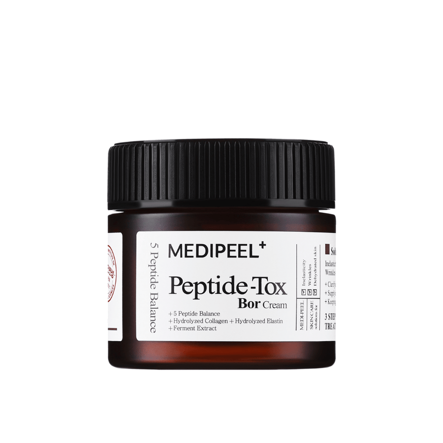 MEDI-PEEL Peptide-Tox Bor Cream -tuotekuva – korealainen kasvovoide peptideillä, joka ehkäisee ihon veltostumista, parantaa kiinteyttä ja tarjoaa pitkäkestoista kosteutusta.