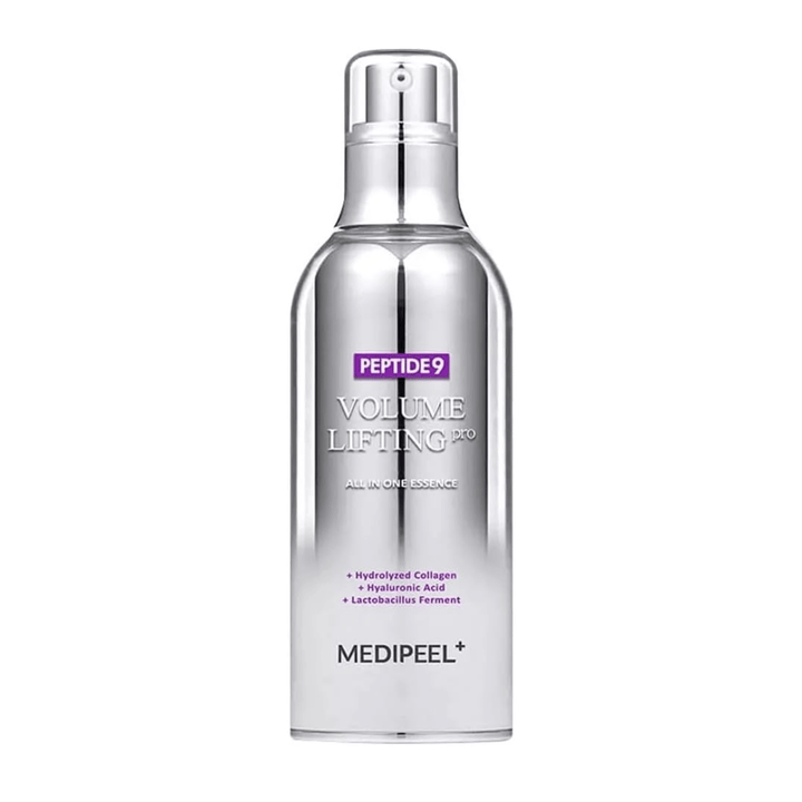 Medi-Peel Peptide 9 Volume Lifting All In One Essence Pro essence – korealainen anti-age-essence peptideillä, kollageenilla ja hyaluronihapolla, joka auttaa kosteuttamaan ja kiinteyttämään ihoa.