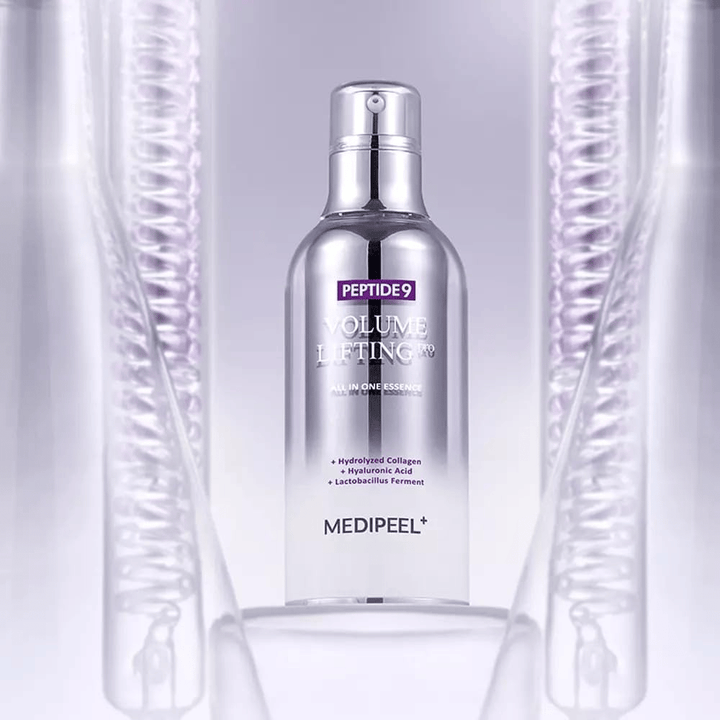 Medi-Peel Peptide 9 Volume Lifting Essence ihonhoito – korealainen essence peptideillä ja kollageenilla, joka auttaa vähentämään hienoja juonteita ja vahvistamaan ihon suojakerrosta.
