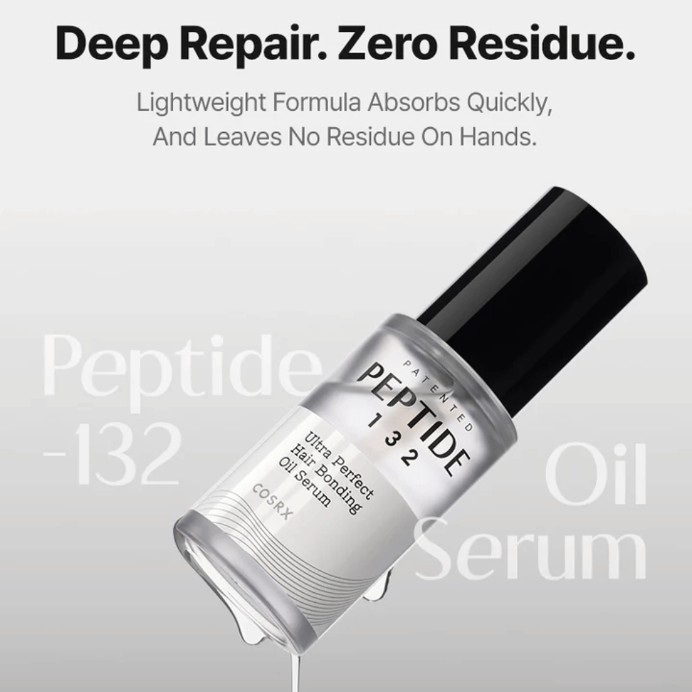 COSRX Peptide 132 Oil Serum – kevyt koostumus, joka imeytyy nopeasti ja korjaa hiuksia jättämättä jäämiä.