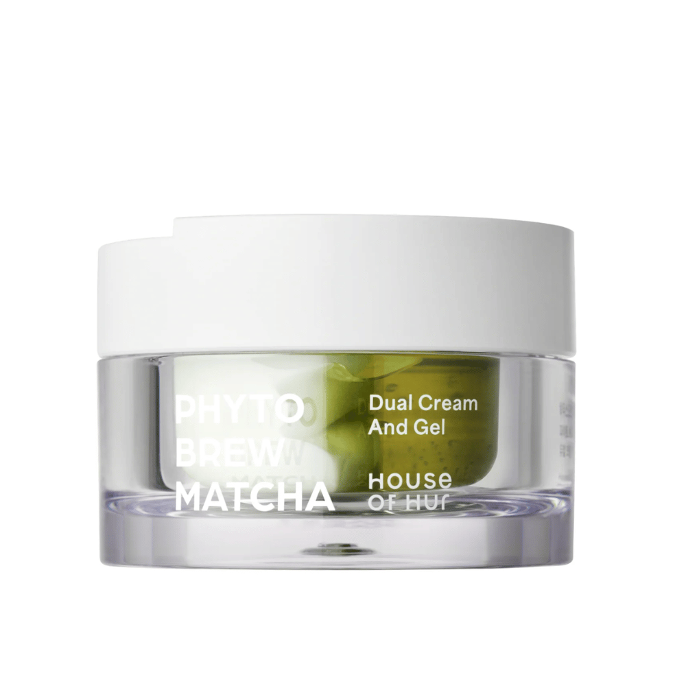 House of Hur Phyto Brew Matcha Dual Cream And Gel kasvovoide kaksinkertaisella koostumuksella, joka kosteuttaa ihoa ja tarjoaa sekä kevyen geelin että täyteläisen voiteen yhdessä tuotteessa