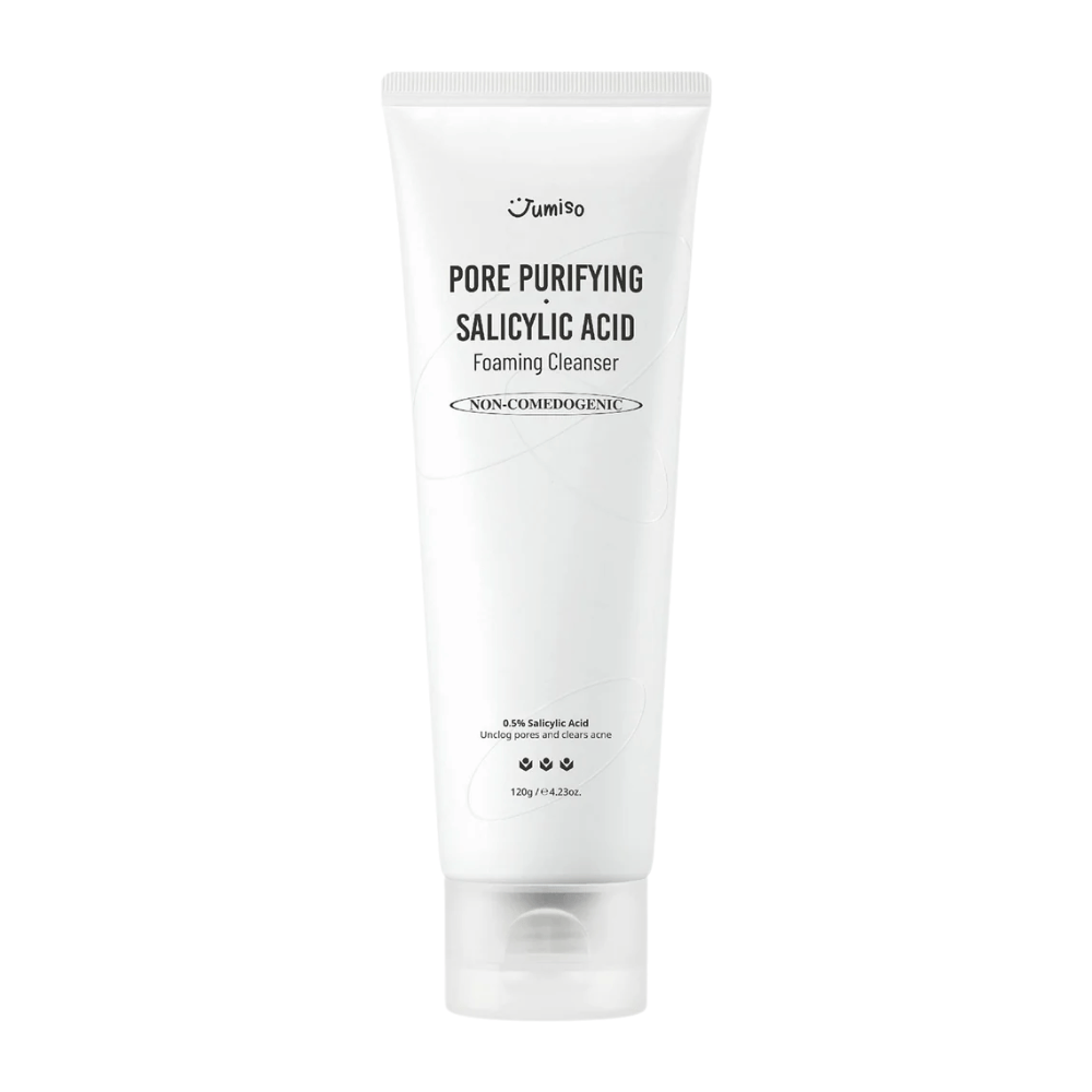 Jumiso Pore Purifying Salicylic Acid Foaming Cleanser 120g – ei-komedogeeninen kasvojen puhdistusaine, jossa on 0,5 % salisyylihappoa akneen taipuvaiselle ja rasvaiselle iholle