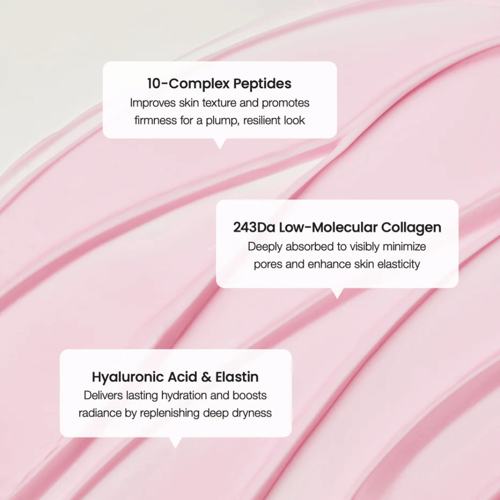 Biodance Kollageenipeptidivoide, jossa on 10-kompleksipeptidejä, pienimolekyylistä kollageenia ja hyaluronihappoa parantamaan elastisuutta ja syväkosteutusta