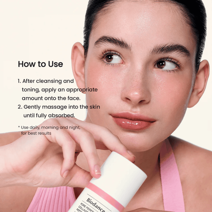 Biodance Pore Perfecting Collagen Peptide Cream levitys puhdistuksen jälkeen – kosteuttava ja kiinteyttävä kasvovoide peptideillä ja kollageenilla