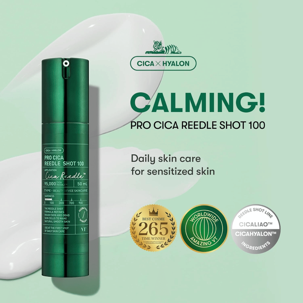 VT Cosmetics Pro Cica Reedle Shot 100 – rauhoittava päivittäinen seerumi herkälle iholle CICA Hyalon -teknologialla ja kosteuttavalla vaikutuksella