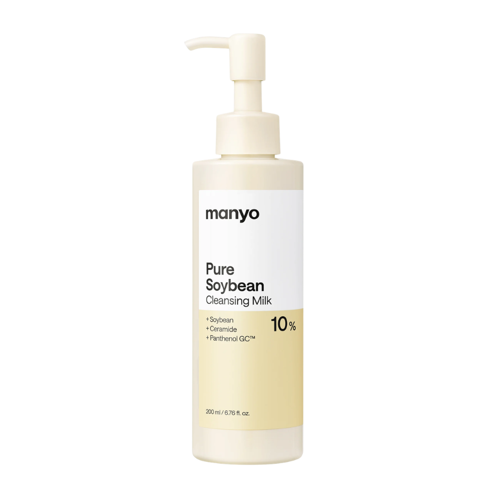 3. Ma:nyo Pure Soybean Cleansing Milk 200 ml – puhdistusmaito soijalla, keramideilla ja pantenolilla valkoisessa pumppupullossa