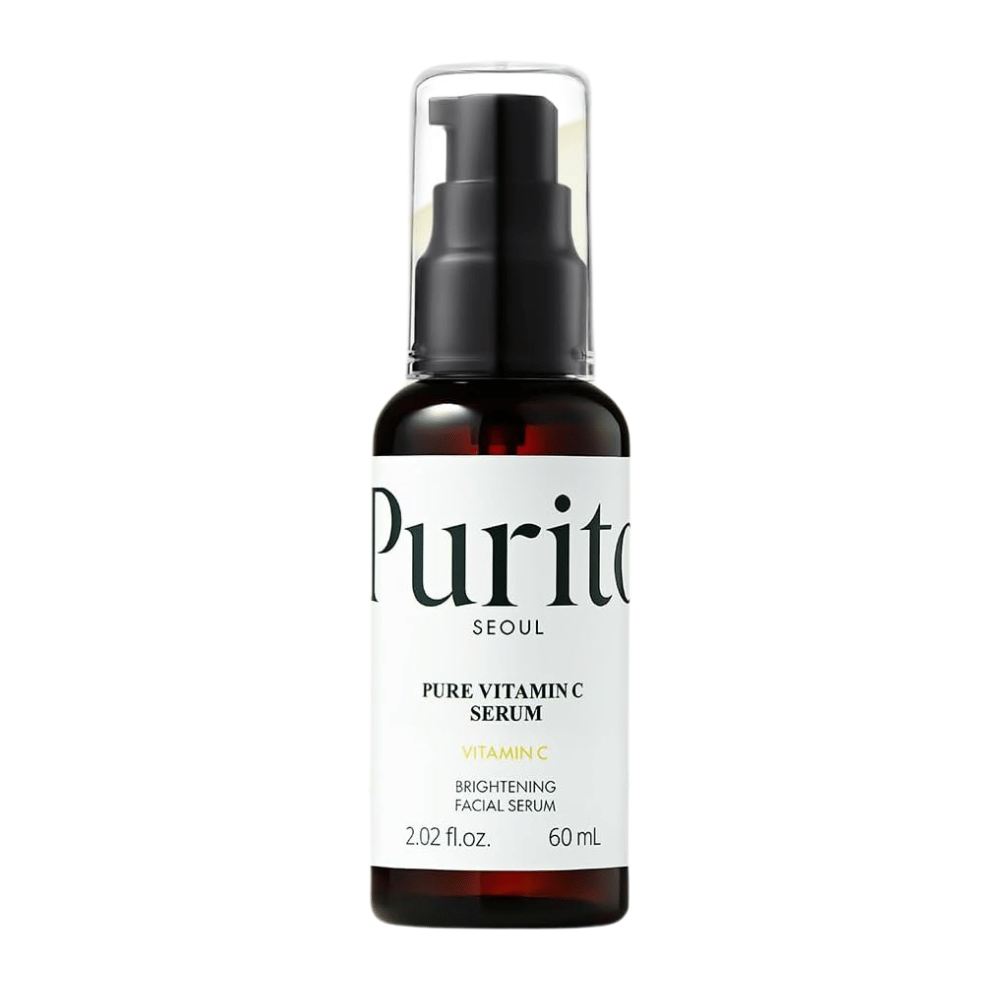 Purito SEOUL Pure Vitamin C Serum 60 ml – korealainen C-vitamiiniseerumi tummassa pumppupullossa hehkua ja tasaisempaa ihonsävyä varten.