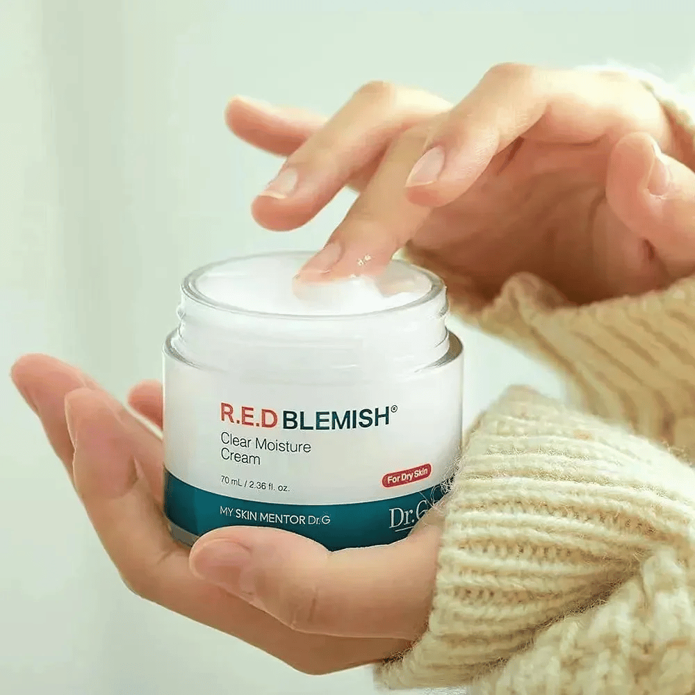 Dr.G R.E.D Blemish Clear Moisture Cream – kosteuttava kasvovoide kuivalle iholle, pehmeällä ja kermaisella koostumuksella.