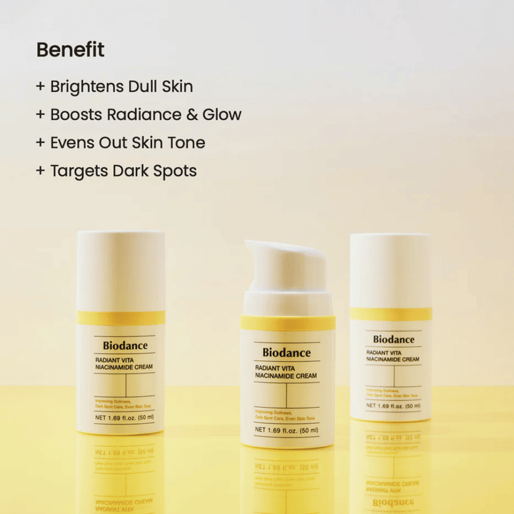 Biodance Radiant Vita Niacinamide Cream trio – kasvovoide hehkulle ja pigmenttihäiriö