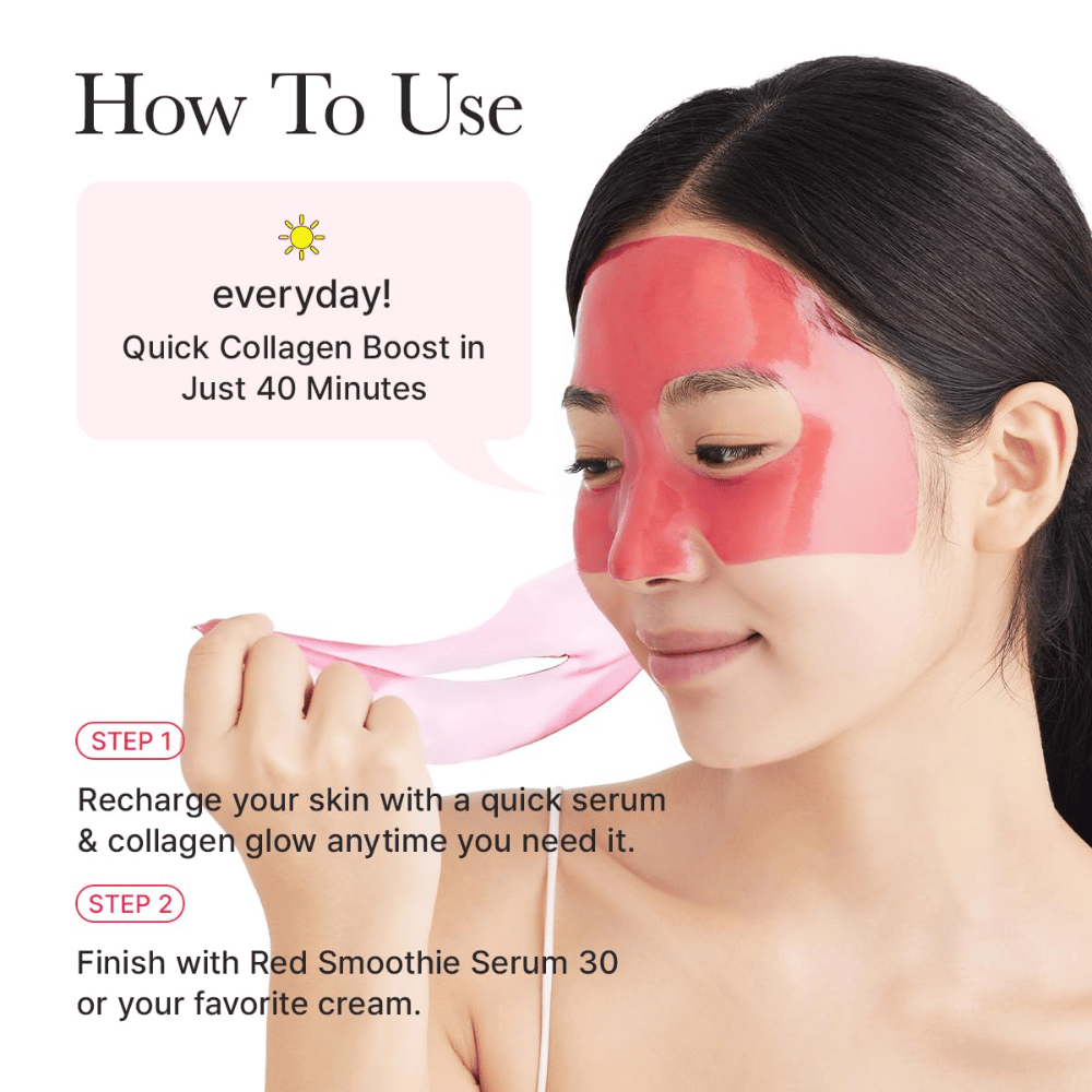Kuinka käyttää Arencia Red Collagen Jello Mask päivällä – nopea kollageeniboost 40 minuutissa kiinteämmälle iholle, parannetulle hehkulle ja joustavammalle ihorakenteelle.