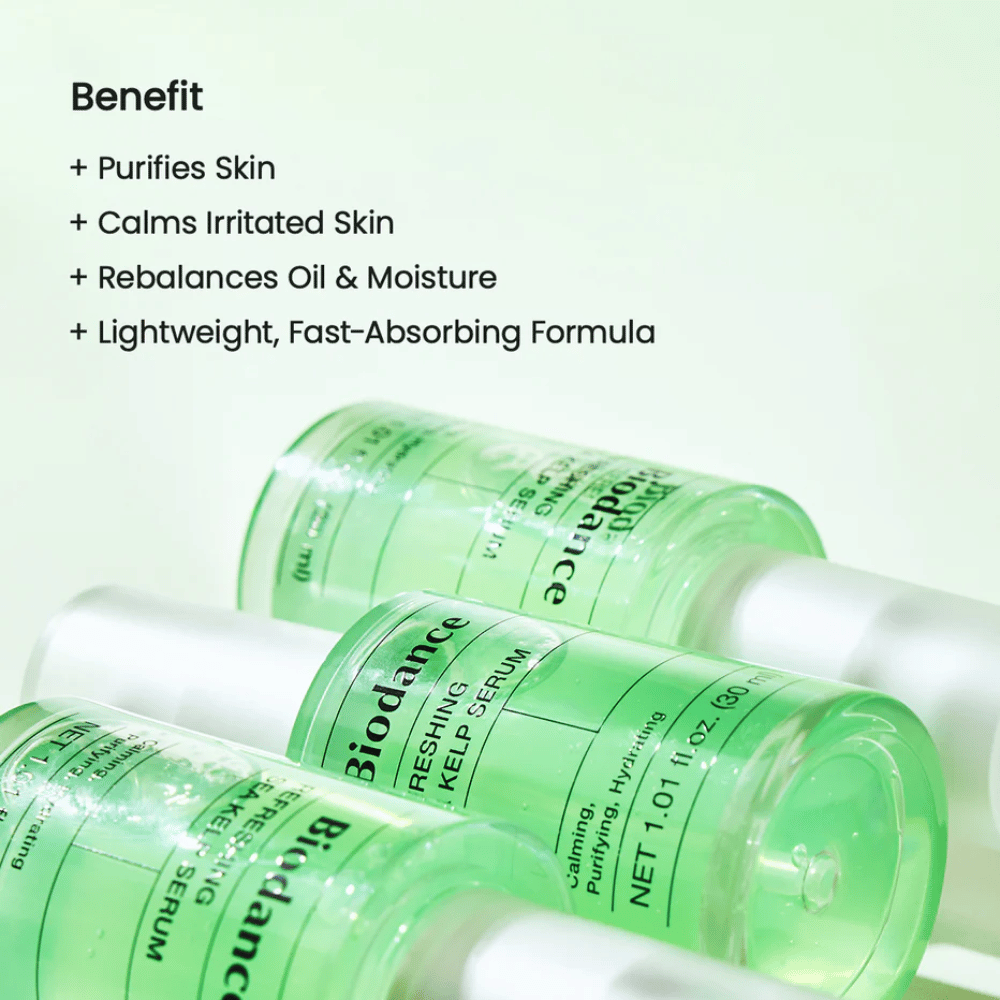 Biodance Refreshing Sea Kelp Serum – kevyt kasvoseerumi, joka rauhoittaa, puhdistaa ja tasapainottaa rasvaista ja sekaihoa.